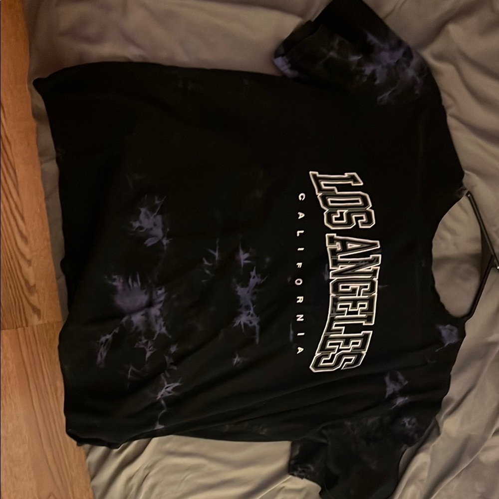 ROMWE Black and Purple Tie-Dye Tee